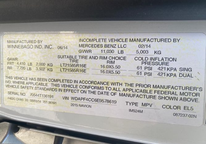 2015 WINNEBAGO ITSACA NAVION 24M full