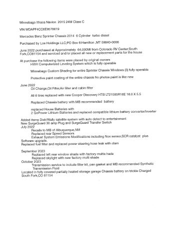 2015 WINNEBAGO ITSACA NAVION 24M